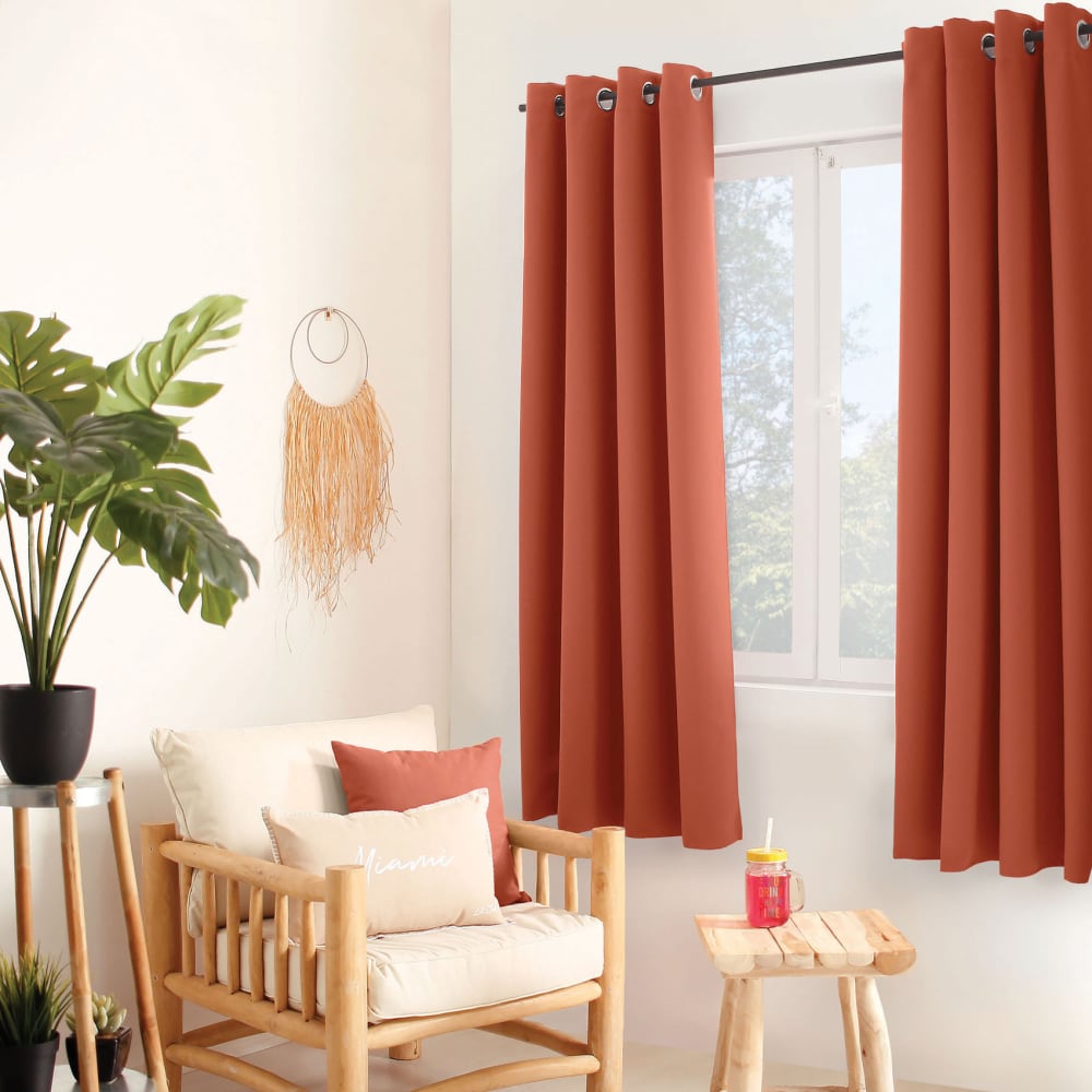 Home Maison Rideau thermique en microfibre doublée polyester terracotta 135x180 cm style contemporain Rouge Certifié Oeko-Tex Pes - Polyester