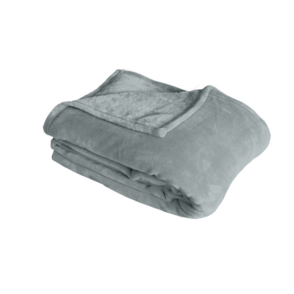 Home Maison Plaid uni en polaire molletonnée polyester gris clair 125x150 cm style contemporain Certifié Oeko-Tex - Pes - Polyester