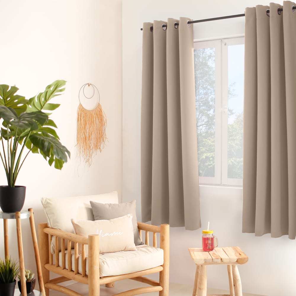Home Maison Rideau thermique en microfibre doublée polyester naturel 135x180 cm style contemporain Beige Certifié Oeko-Tex Pes - Polyester