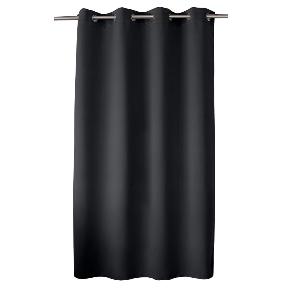 Rideau occultant uni sobre polyester gris foncé 140x180 cm - Maisons du Monde