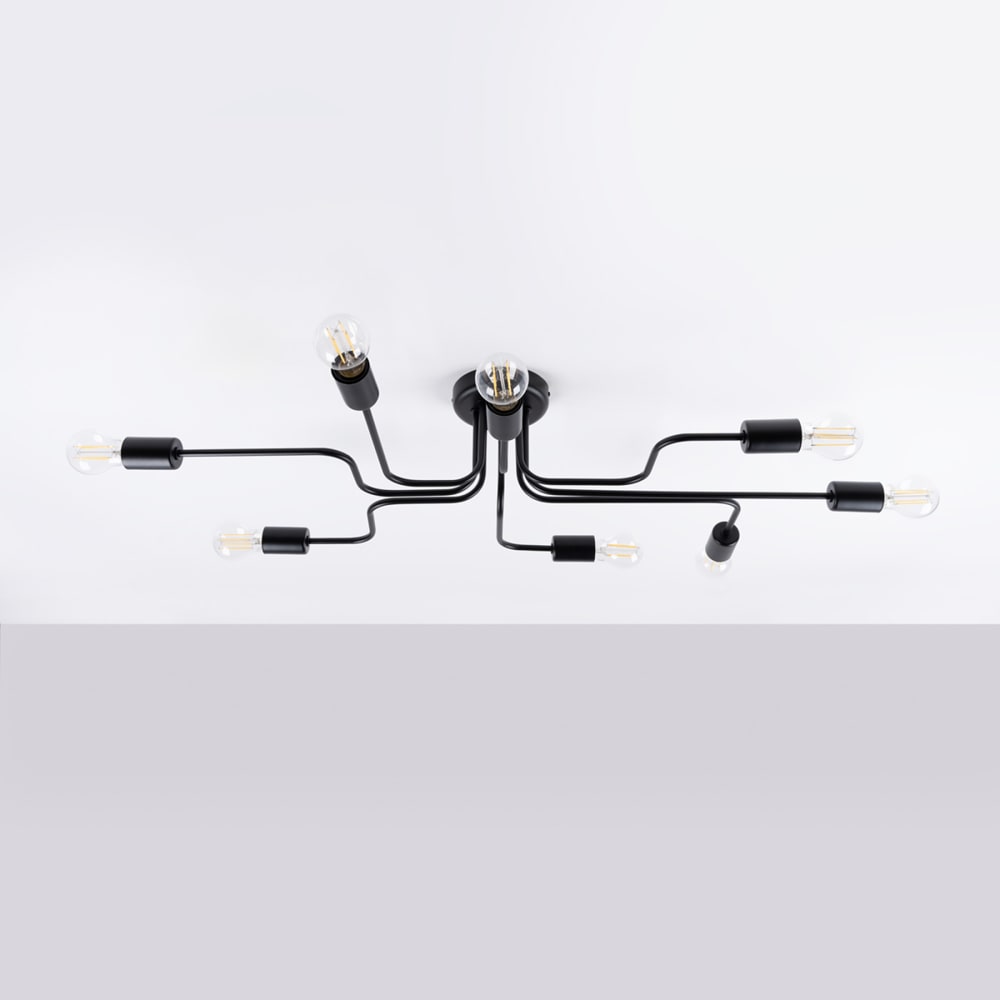 Lustre Acier Noir E27 8 Vector — vue 3