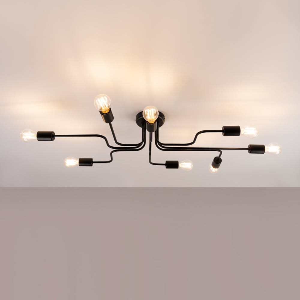 Lustre Acier Noir E27 8 Vector — vue 4