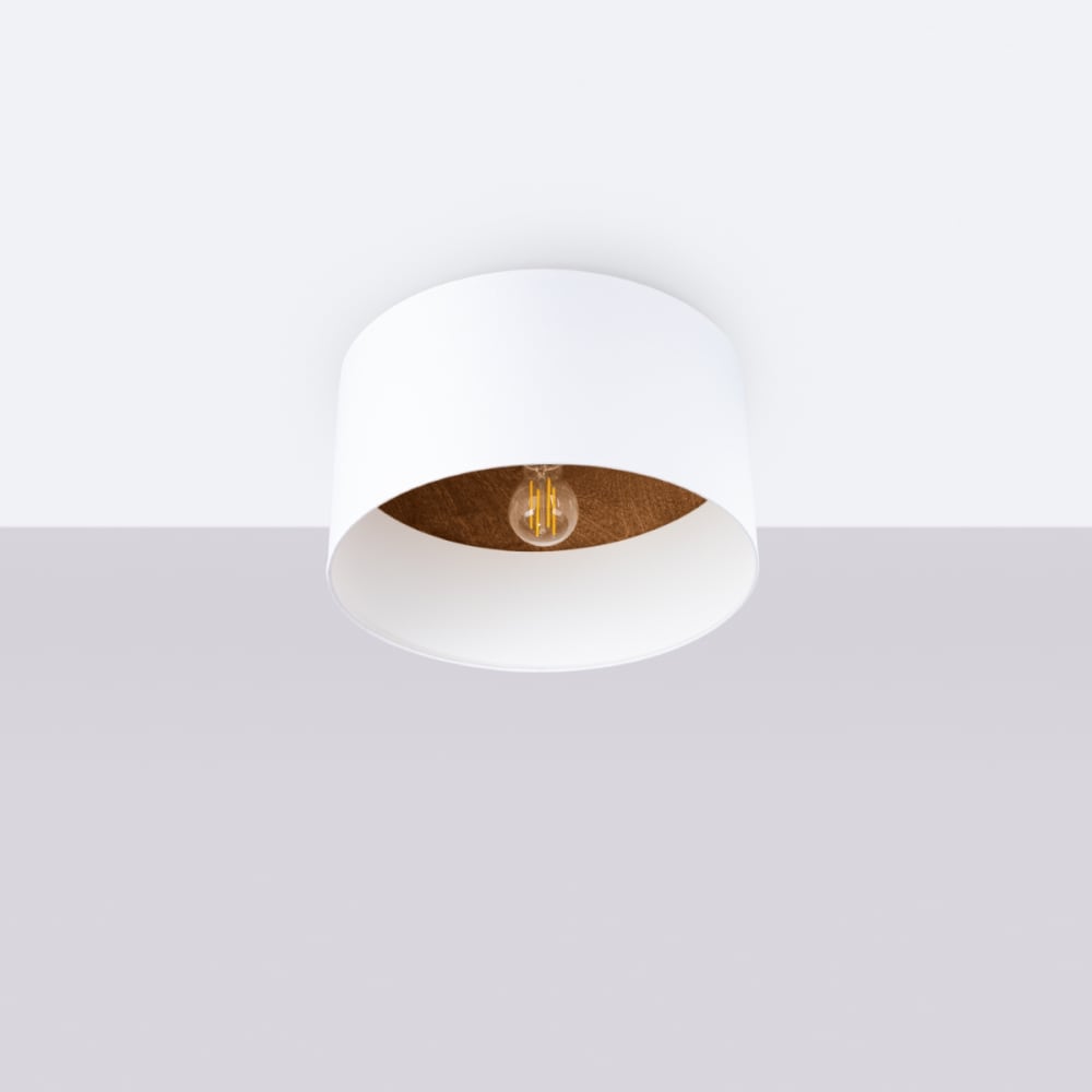 Plafonnier Tissu Blanc/Marron Foncé E27 1 Telesto — vue 3