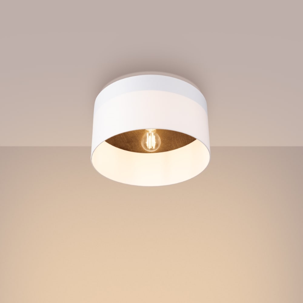 Plafonnier Tissu Blanc/Marron Foncé E27 1 Telesto — vue 4