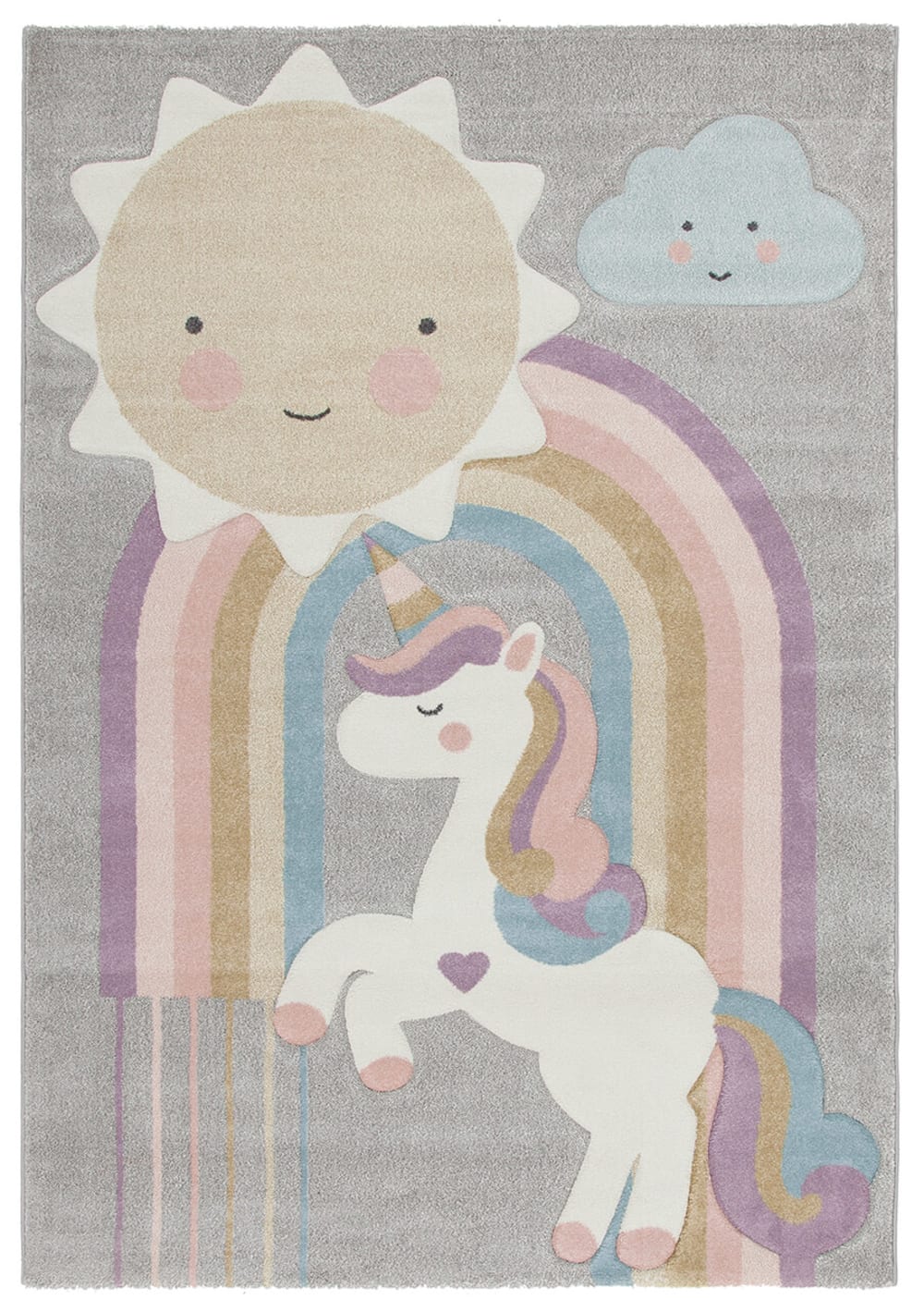 Carpet Living Teppich für Kinder, 150x100cm, Mehrfarbig GRAU FLEECE Kinder