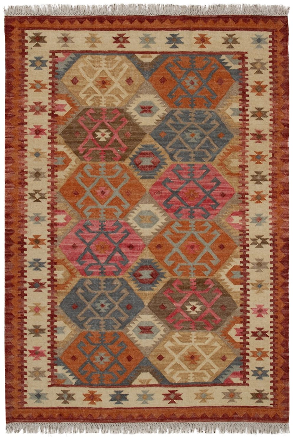 Carpet Living Teppich aus Wolle, 140x200cm, mehrfarbig - Wolle