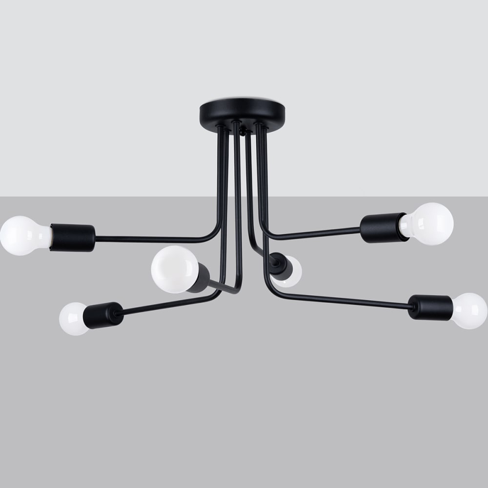 Lustre Acier Noir E27 6 Norah — vue 3