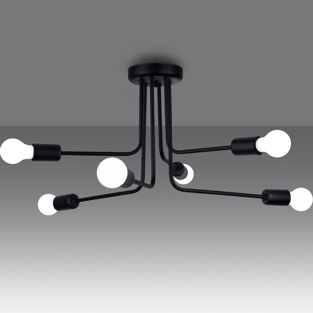 Lustre Acier Noir E27 6 Norah — vue 4