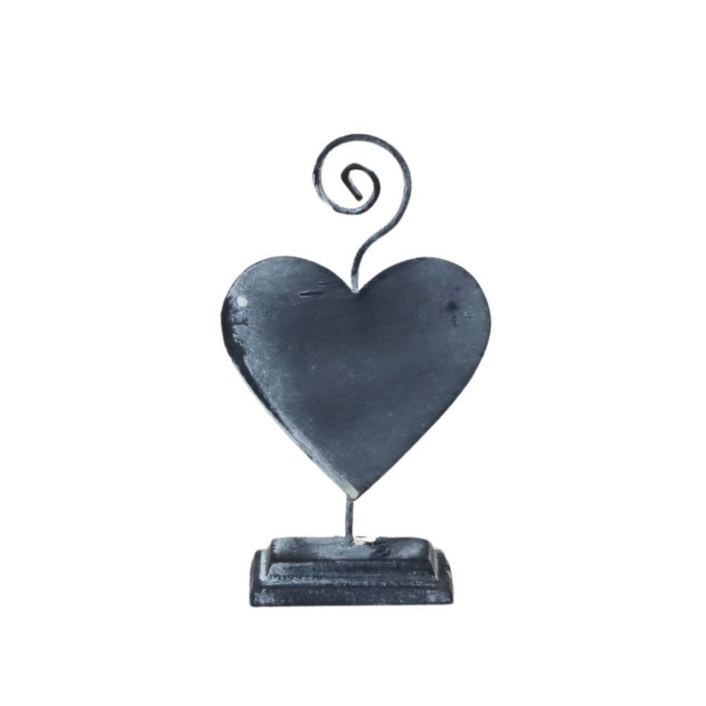 Cadre photo en forme de coeur à poser en métal gris 7 x 13 cm