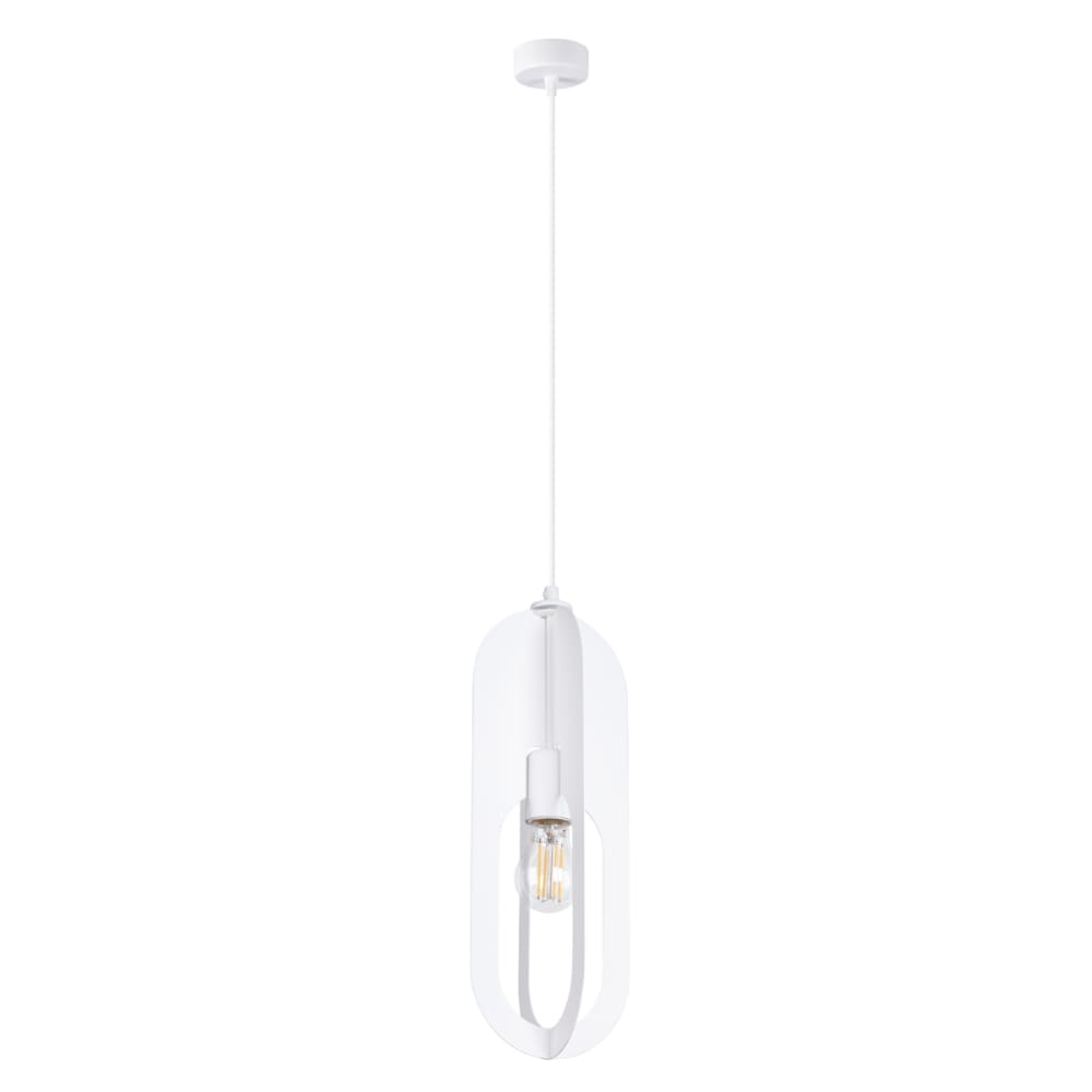 Lustre acier blanc H 140 cm
