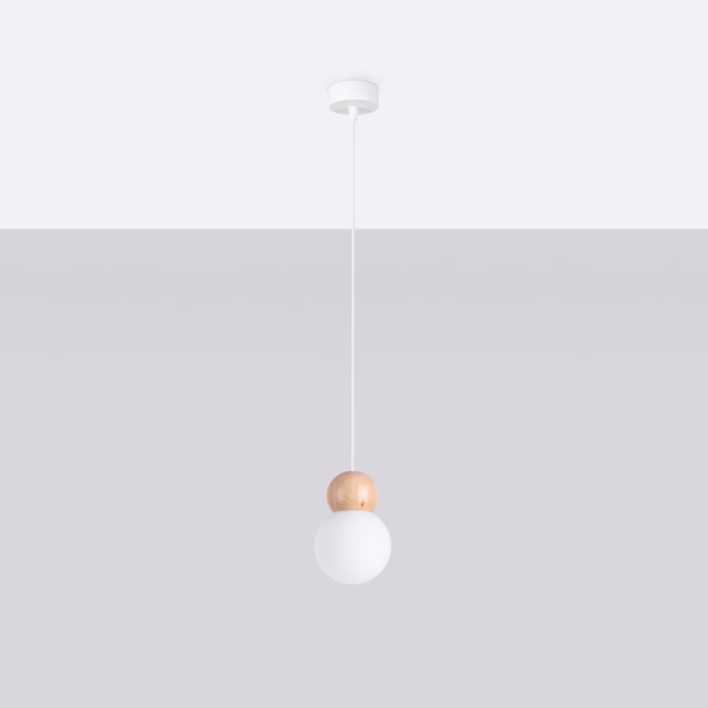 Suspension Verre Blanc/Bois Naturel G9 1 Pekka — vue 3