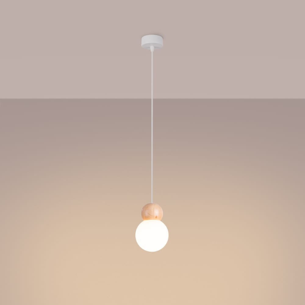 Suspension Verre Blanc/Bois Naturel G9 1 Pekka — vue 4