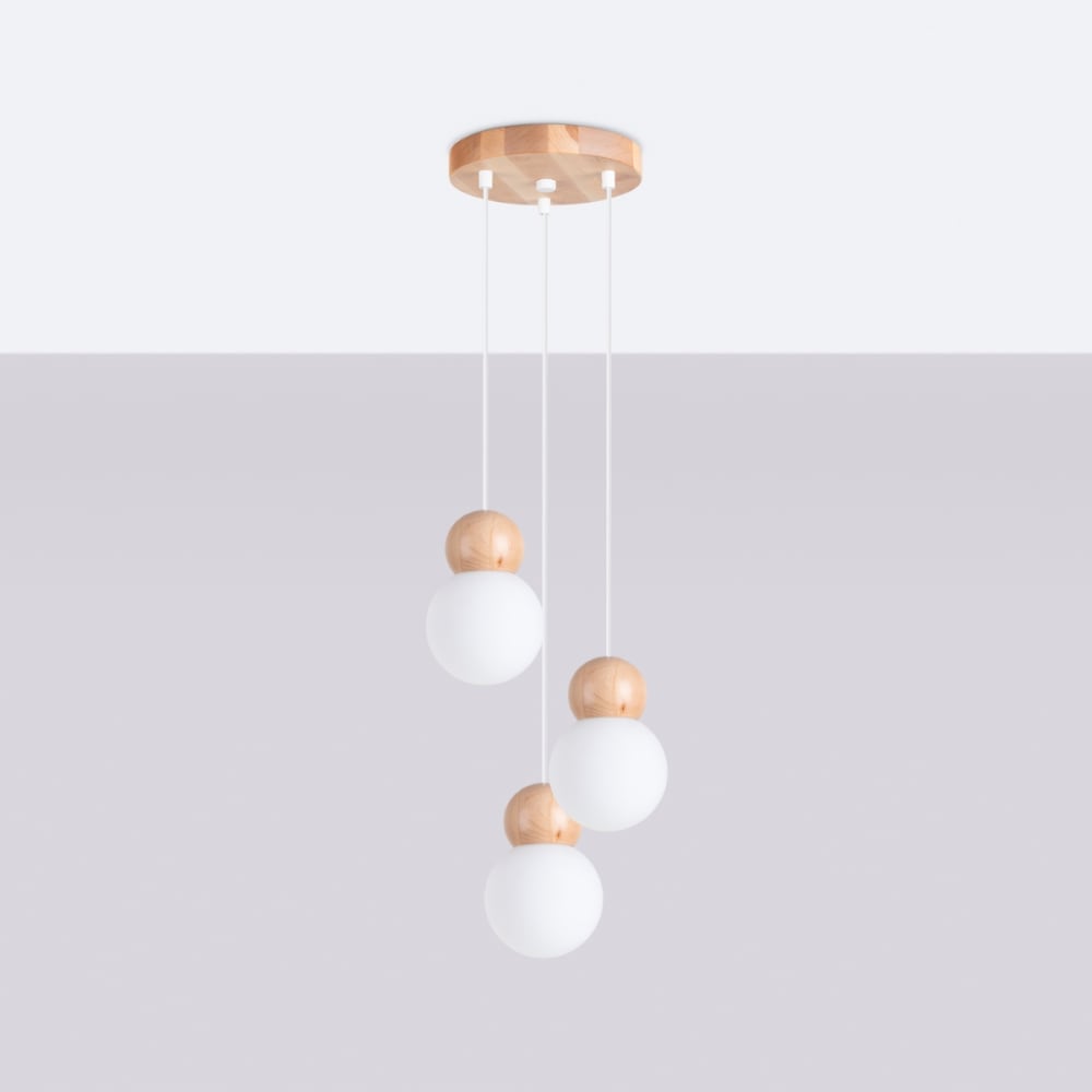 Suspension Verre Blanc/Bois Naturel G9 3 Pekka — vue 3