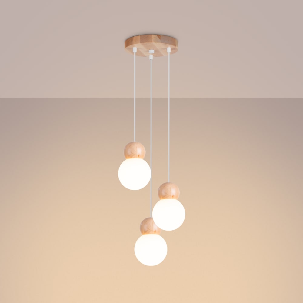 Suspension Verre Blanc/Bois Naturel G9 3 Pekka — vue 4