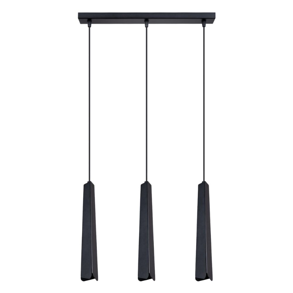 Lampe suspendue acier noir H 120 cm