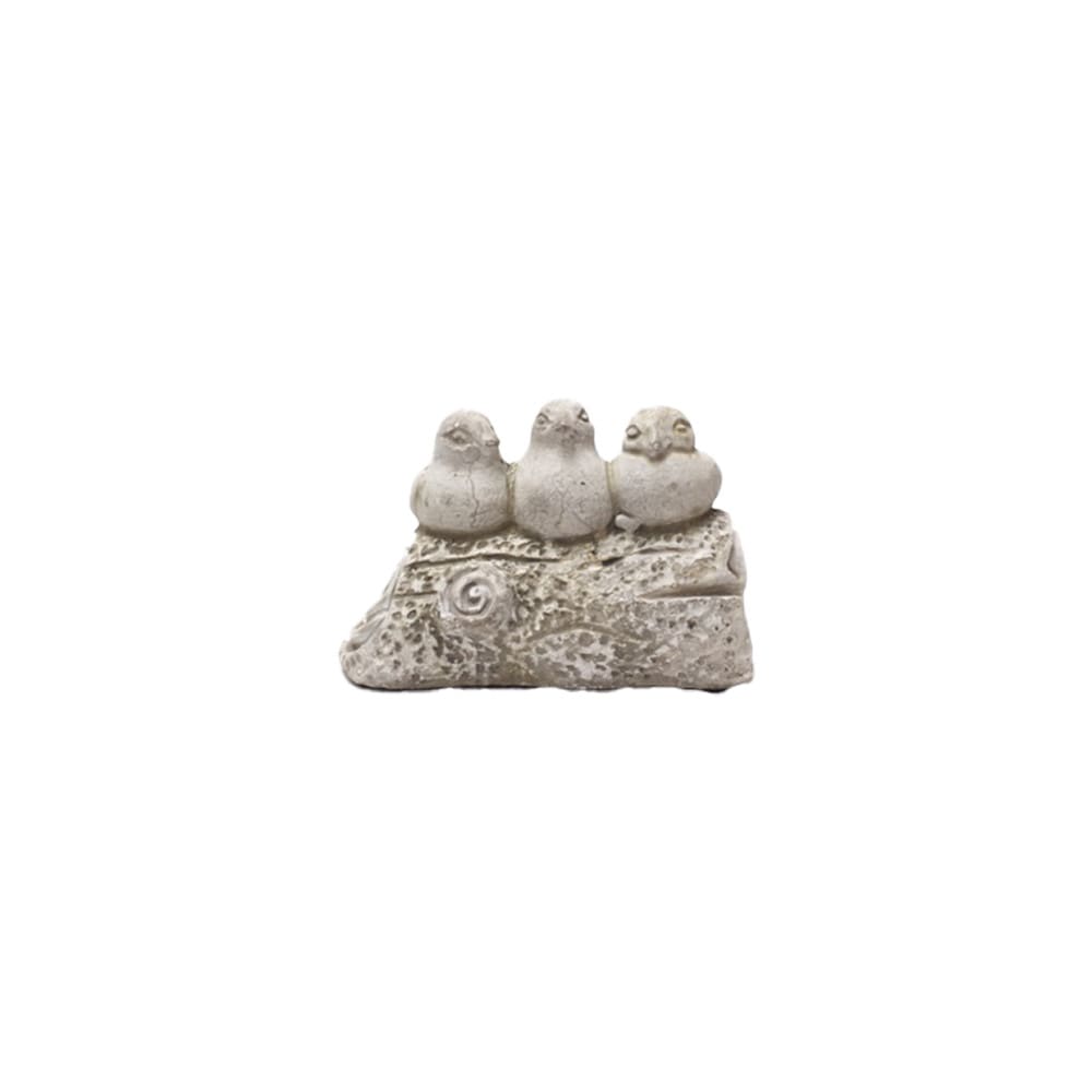 Trio d'oiseaux décoratifs sur branche en béton gris 20.5 x 9.5 x 11cm