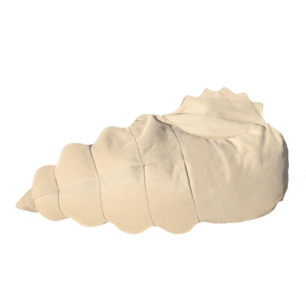 Pouf coquillage extérieur déhoussable en tissu effet raphia