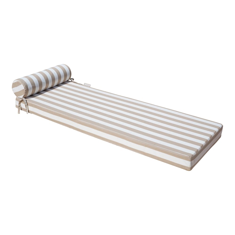 Matelas extérieur réversible recto rayé beige & verso raphia - Double
