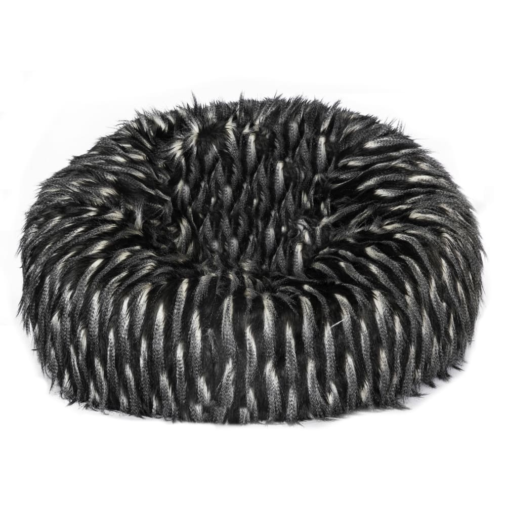 Pouf en fausse fourrure - noire blanche