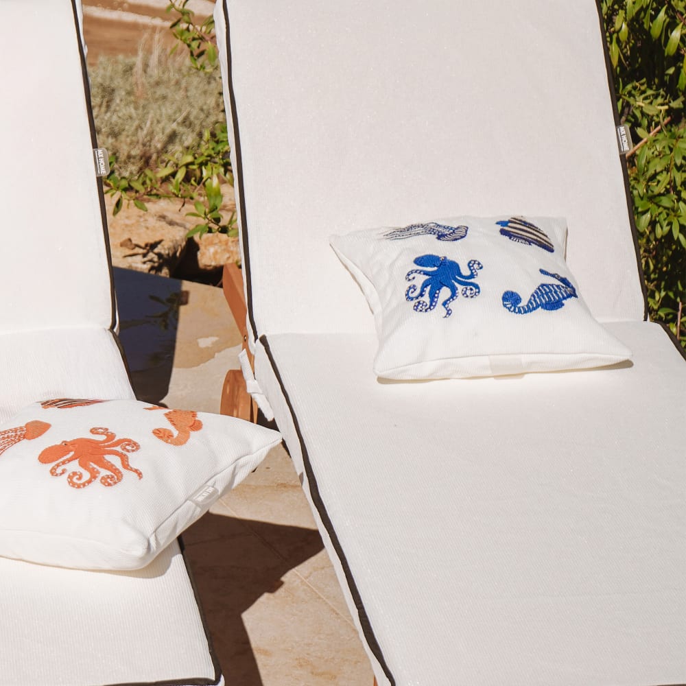 Matelas extérieur pour transat - déhoussable blanc passpoile - Maisons du Monde