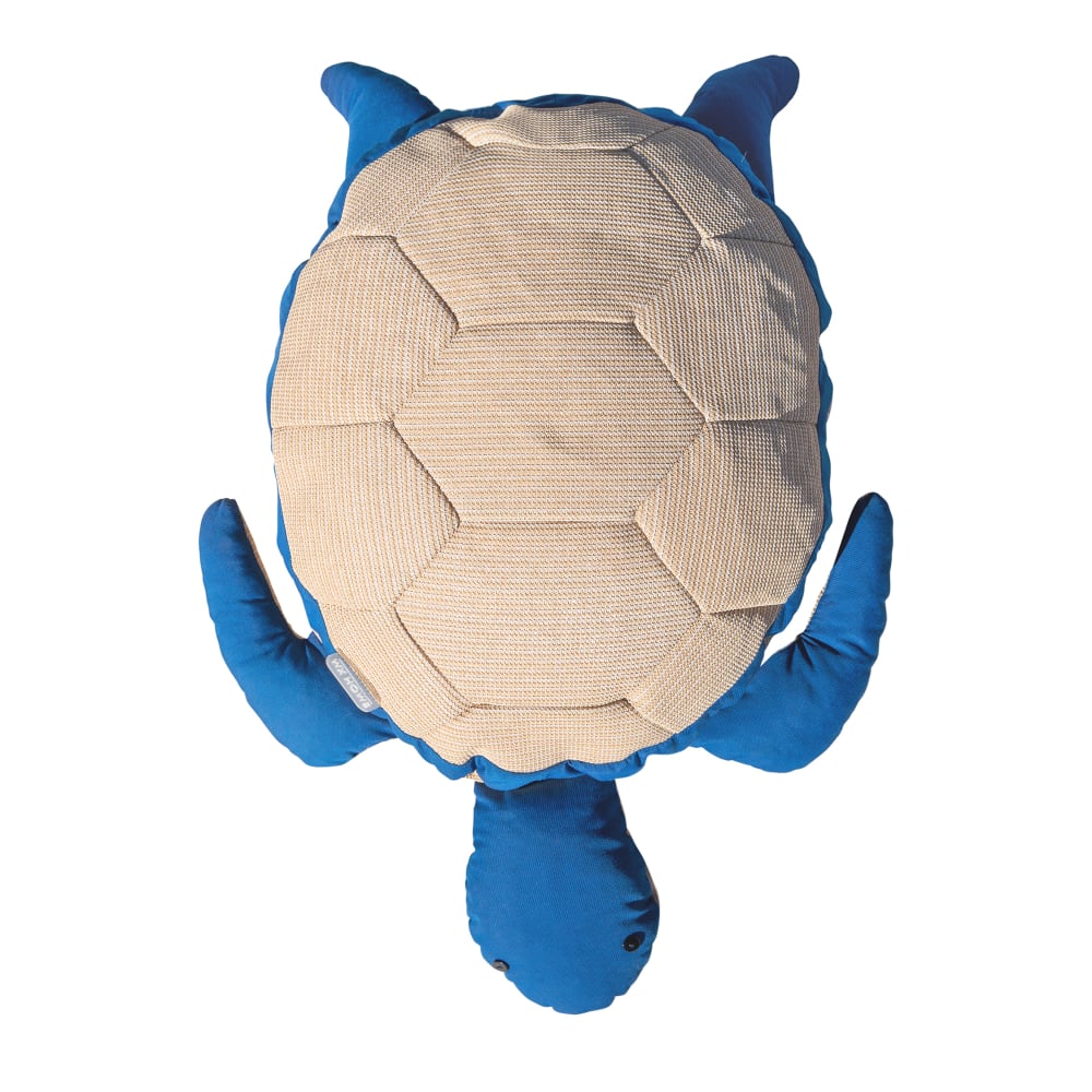 Coussin extérieur tortue beige et bleu