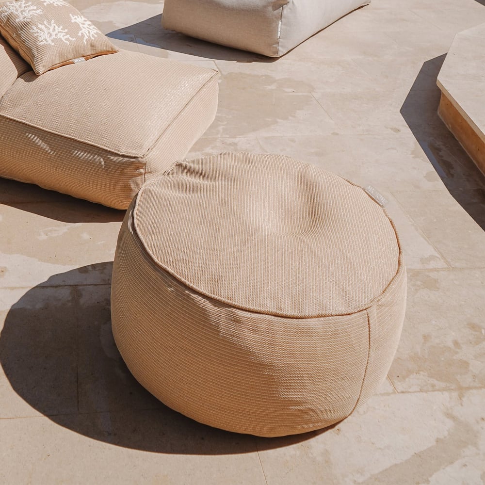 Tabouret rond extérieur m beige raphia - Maisons du Monde