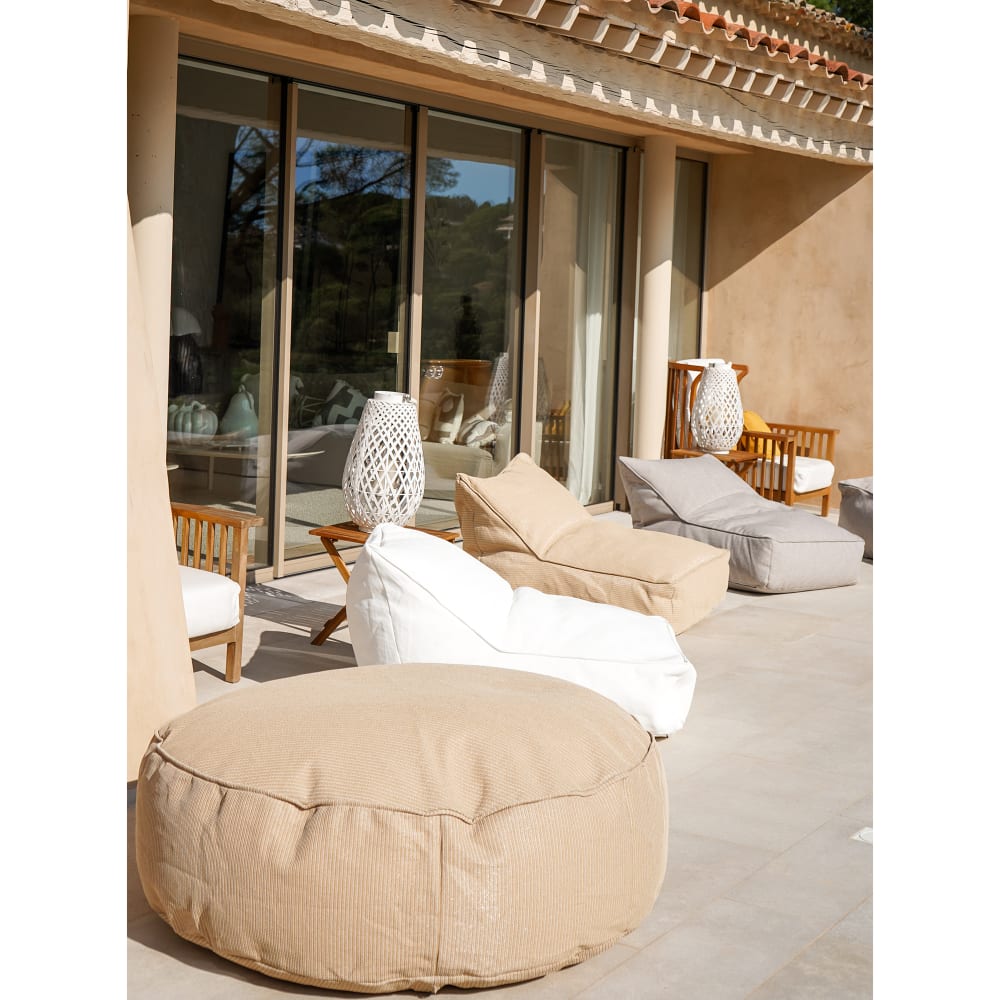 Bain de soleil pug extérieur déhoussable en tissu effet raphia - Maisons du Monde
