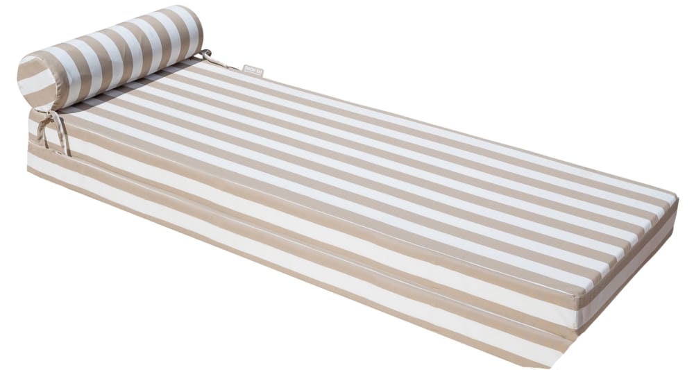 Matelas extérieur réversible recto rayé beige & verso raphia - Simple