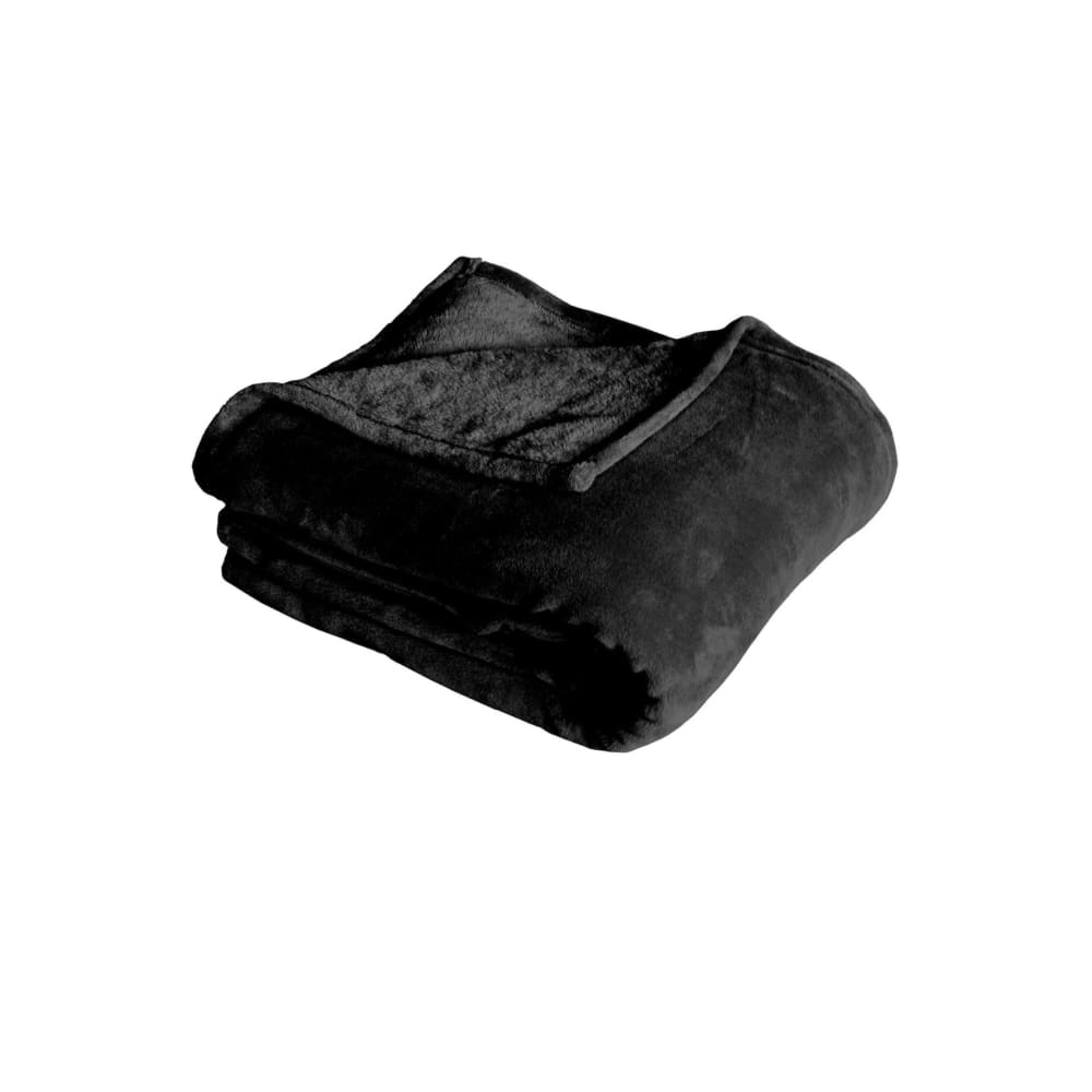 Couverture unie en molleton polyester noir 180x220 cm