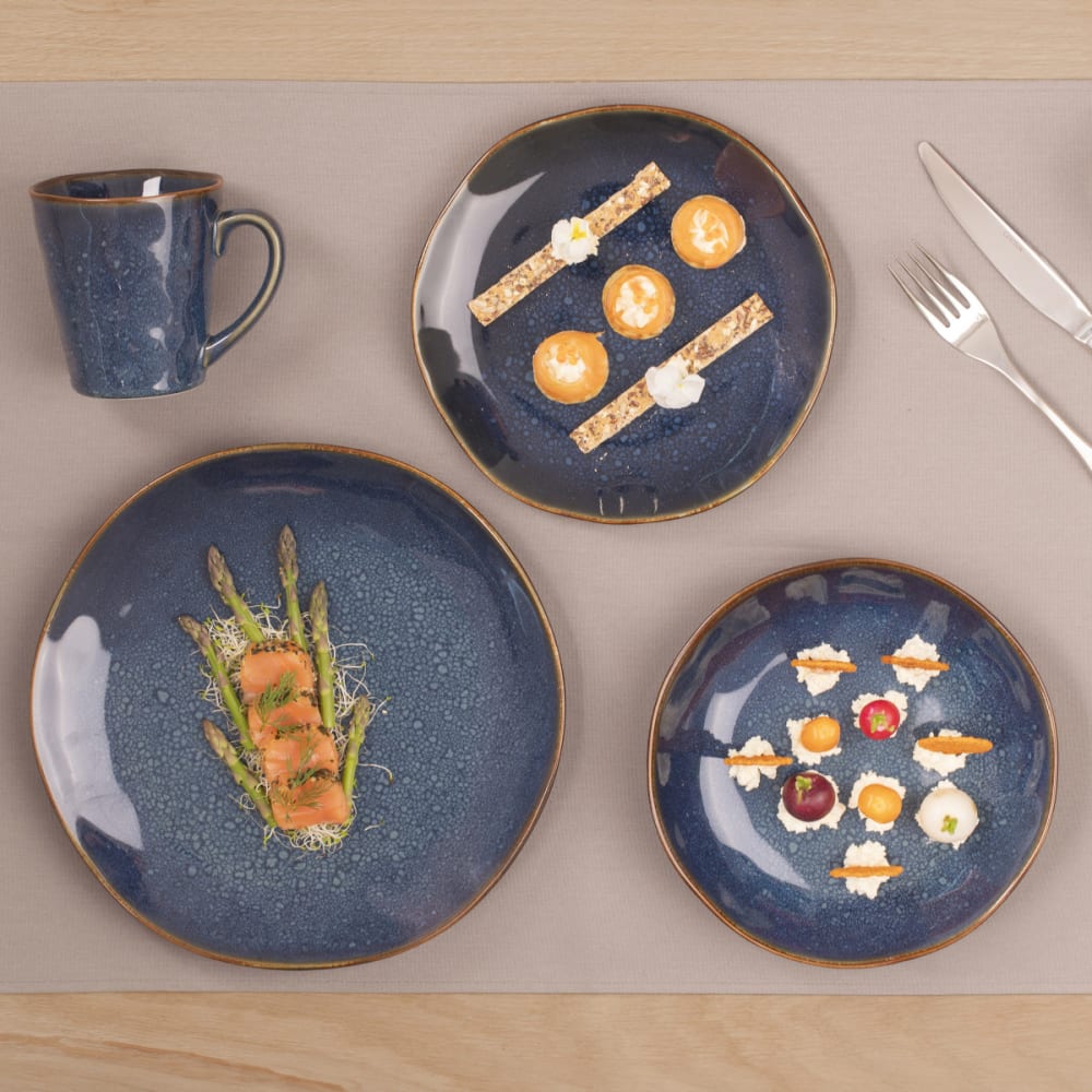 plato de postre 21 cm juego de 6 gres azul