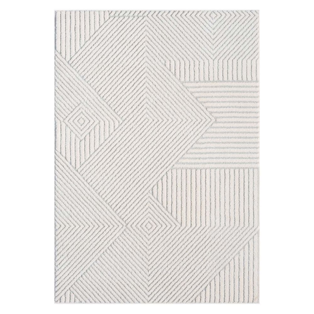 Tapis EMY à motifs géométrique en relief - Gris 120x170cm