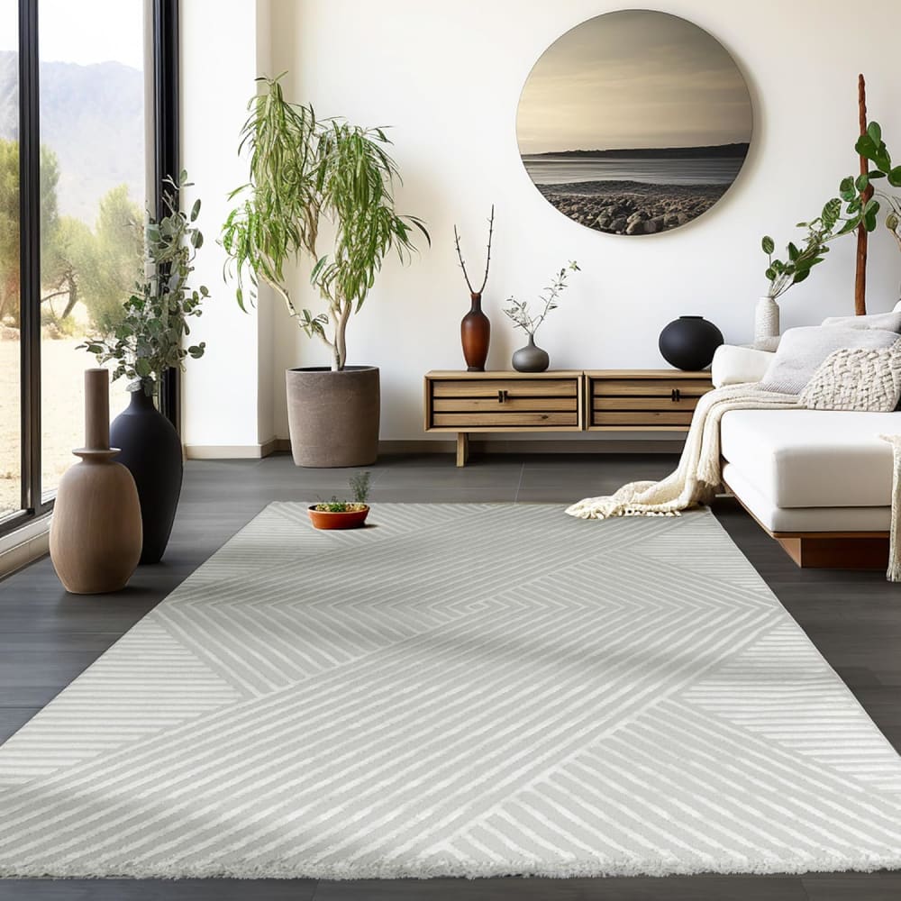 Tapis noa laineux à motif en relief gris 160x230cm — vue 3
