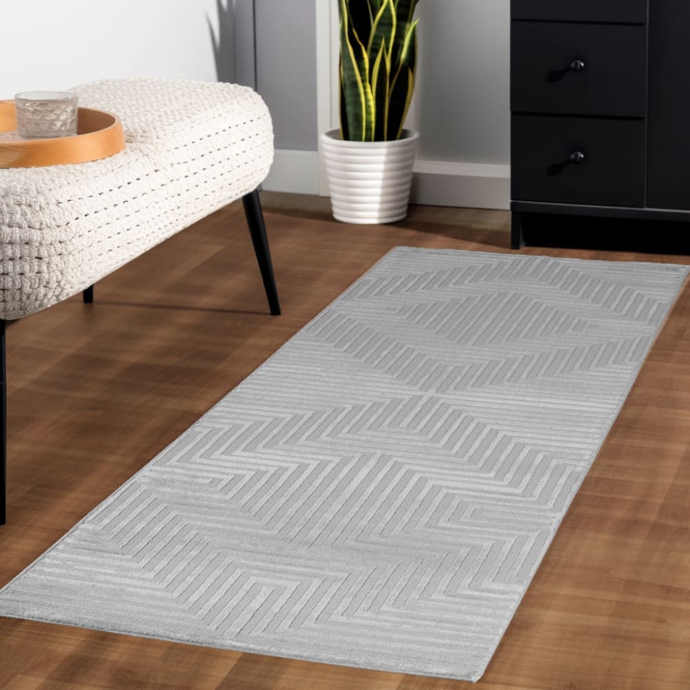 Tapis noa laineux à motif en relief gris 160x230cm — vue 4
