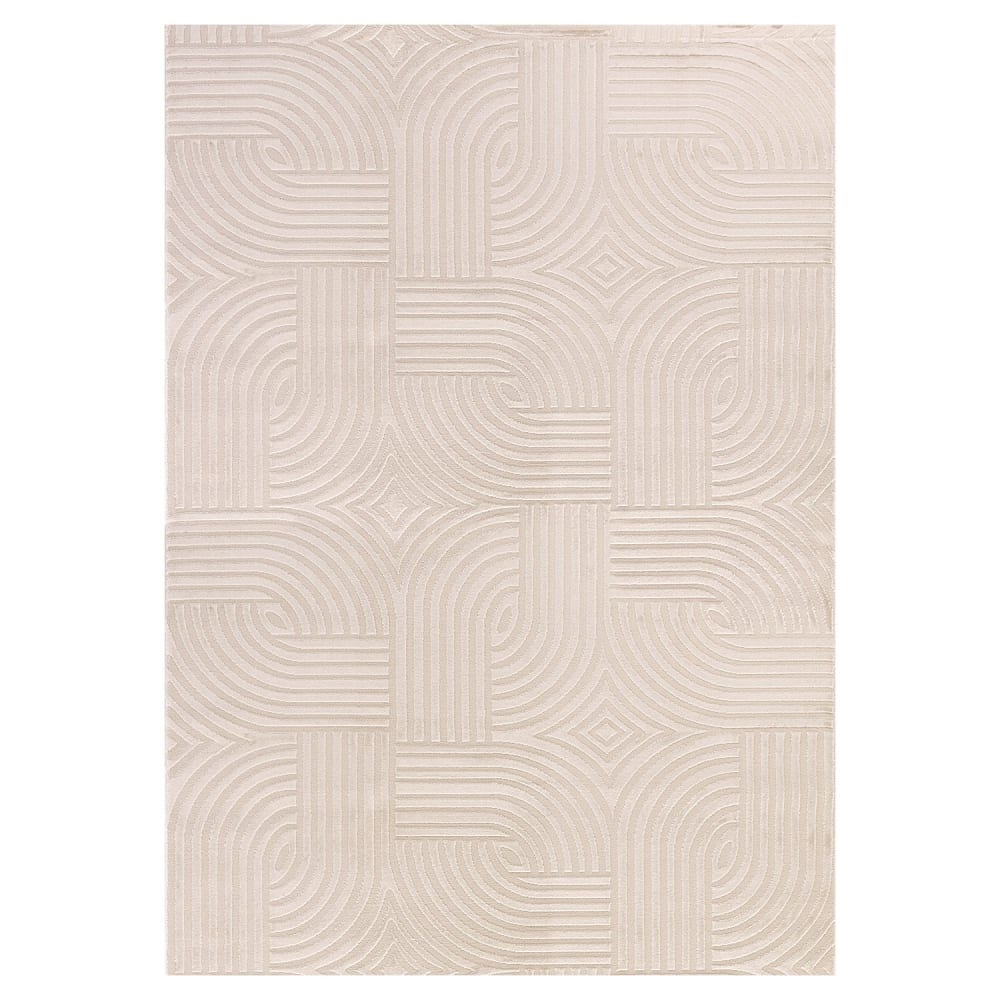 Tapis 70's laineux à motif en relief Beige 120x170cm