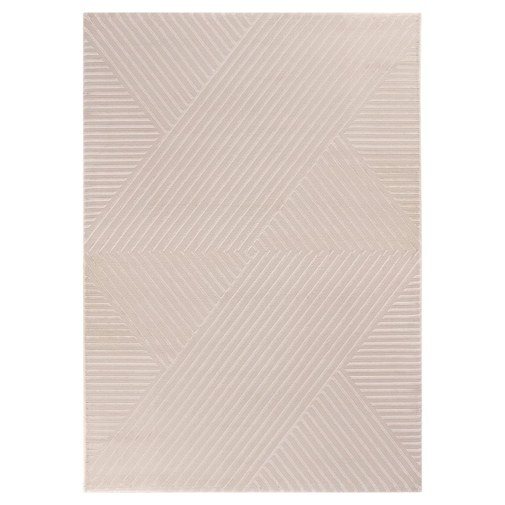 Tapis Noa laineux à motif en relief Beige 160x230cm