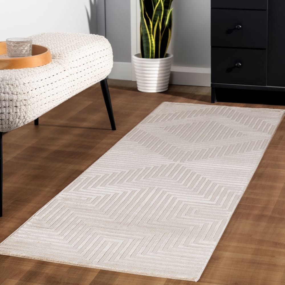Tapis noa laineux à motif en relief beige 160x230cm — vue 4