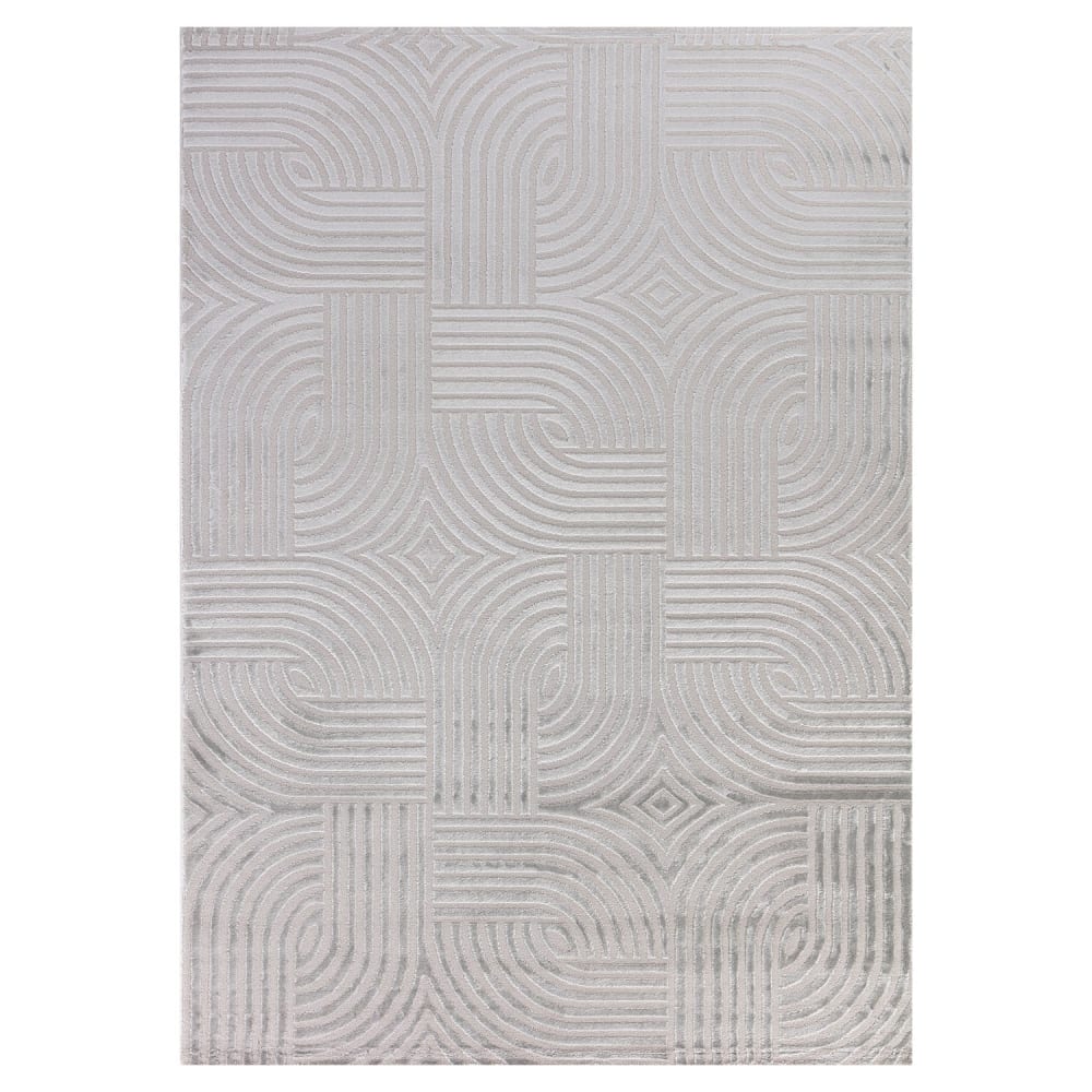 Tapis 70's laineux à motif en relief Gris 200x290cm