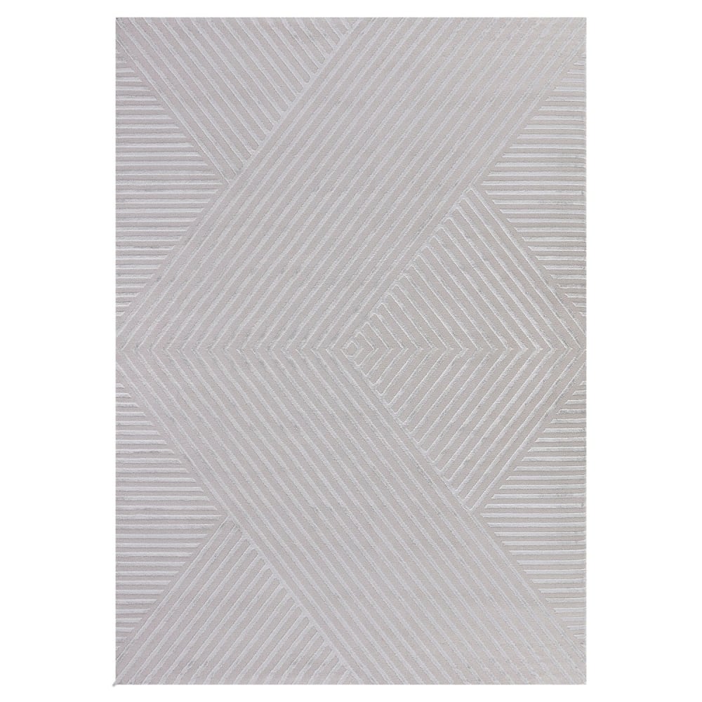 Tapis Noa laineux à motif en relief Gris 140x200cm