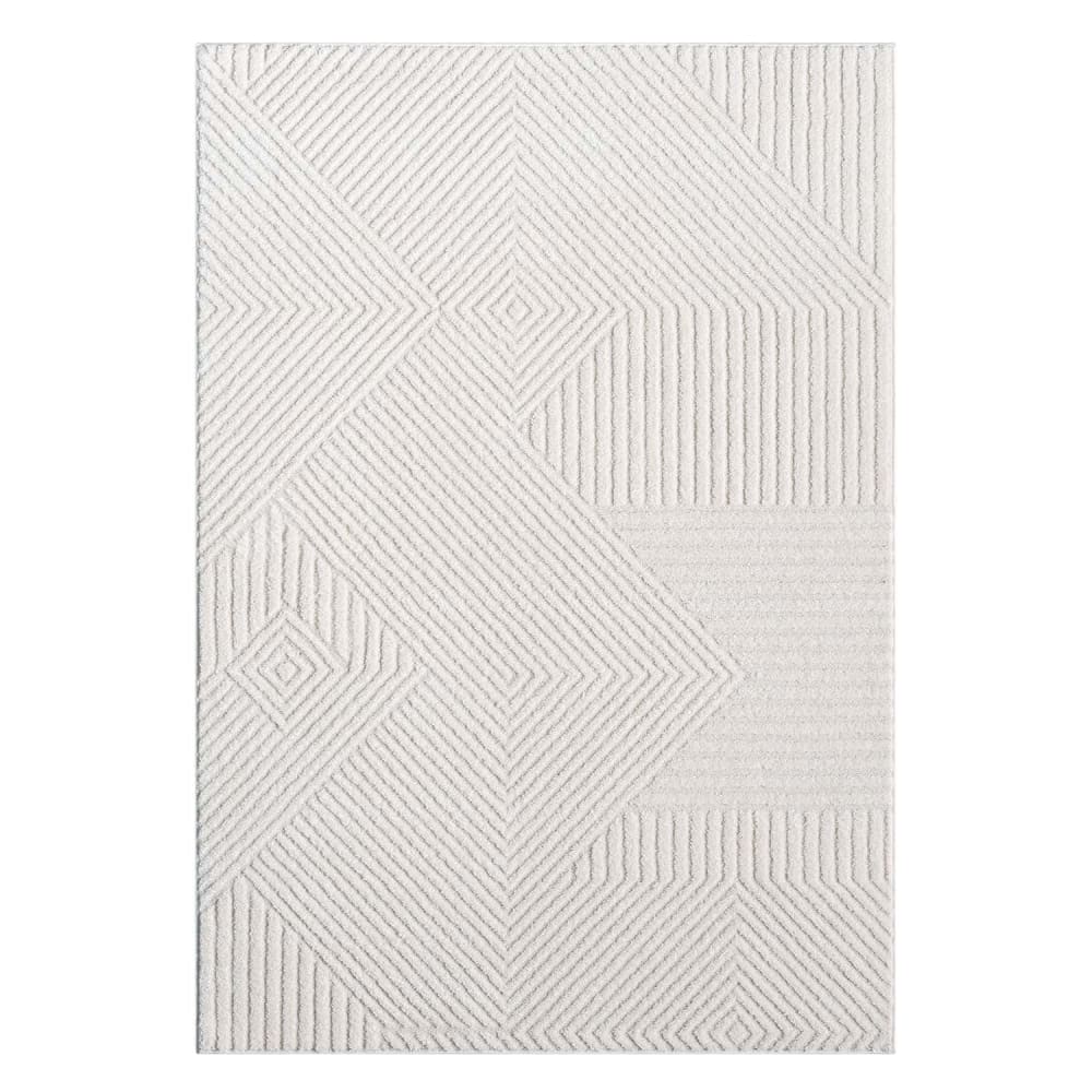 Tapis EMY à motifs géométrique en relief - Crème 140x200cm