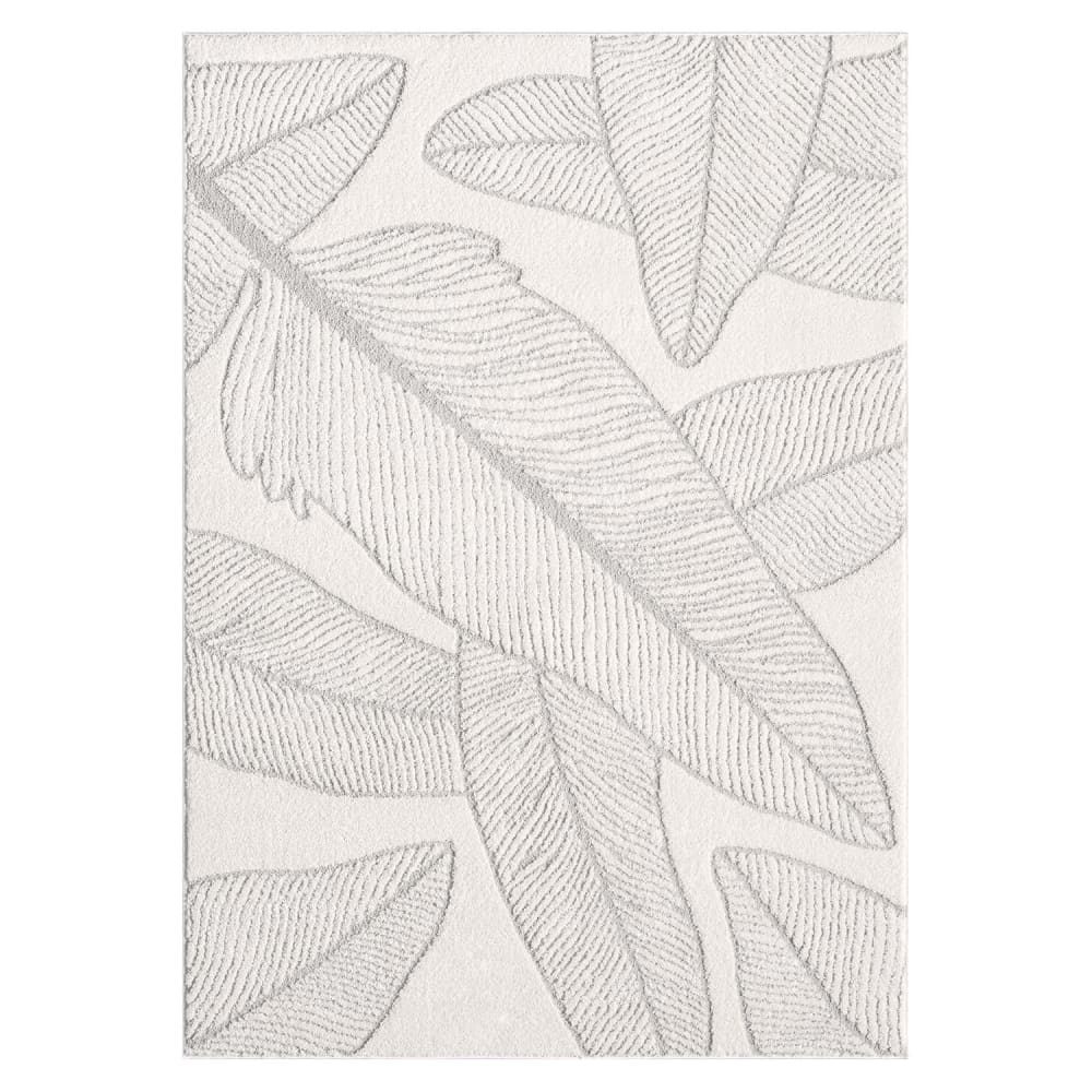 Tapis LEAF à motifs feuillage en relief - Gris 200x290cm