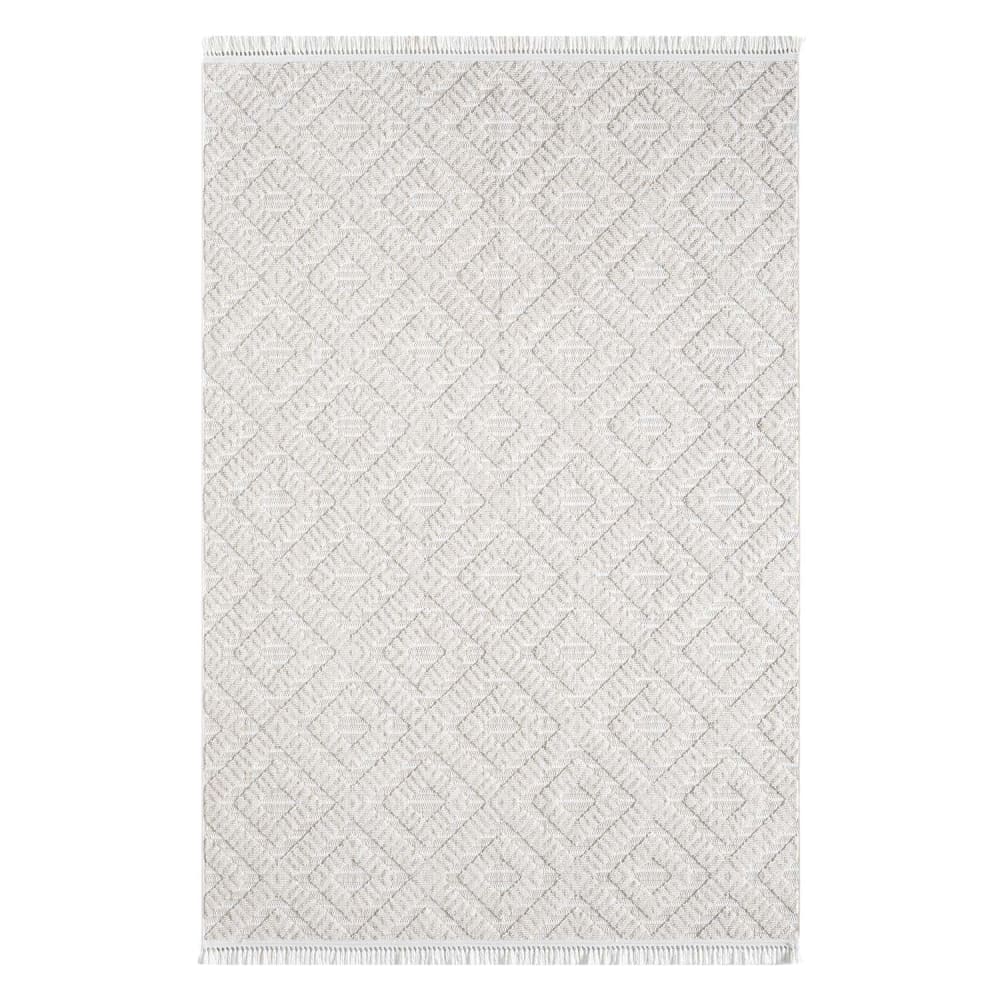 Tapis Mira Relief à franges Crème 120x170cm