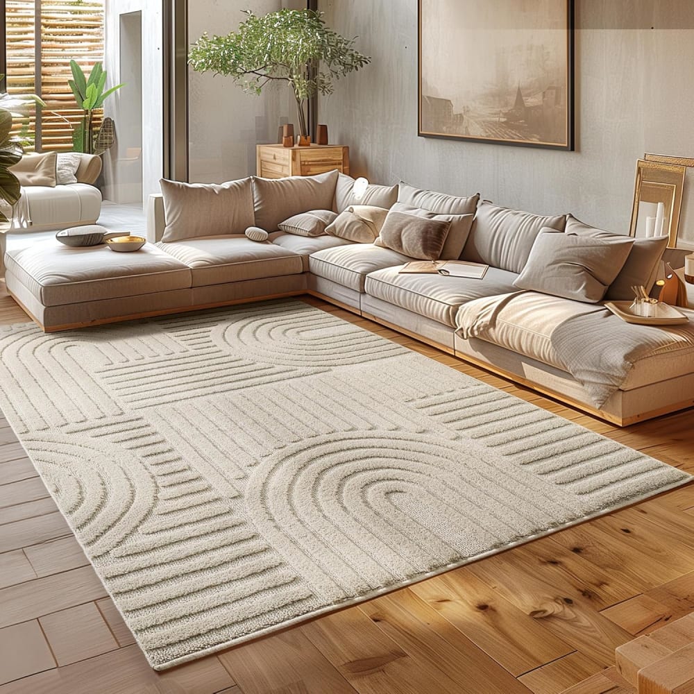 Tapis à relief géométriques Beige 200x290cm