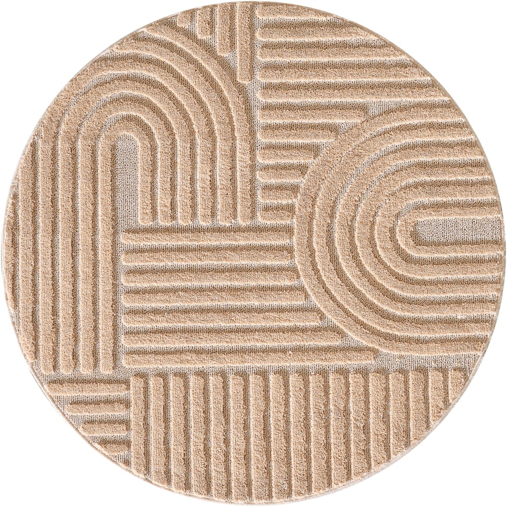 Tapis rond à relief géométriques Rose 160x160cm