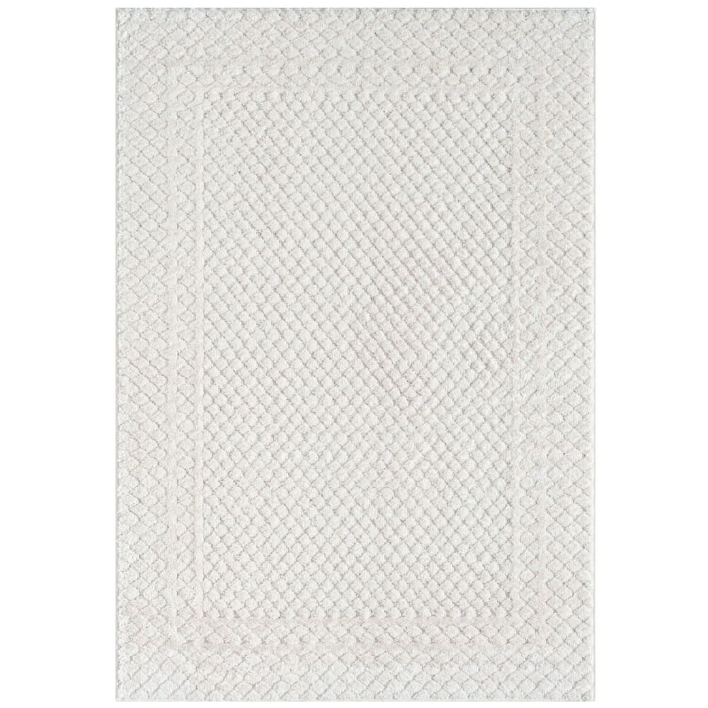 Tapis MIO à poils longs et relief blanc 160x230cm