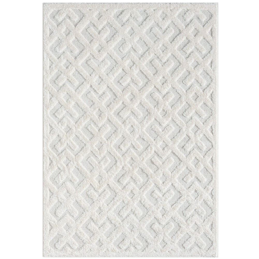 Tapis NELLA à poils longs et relief blanc 120x170cm