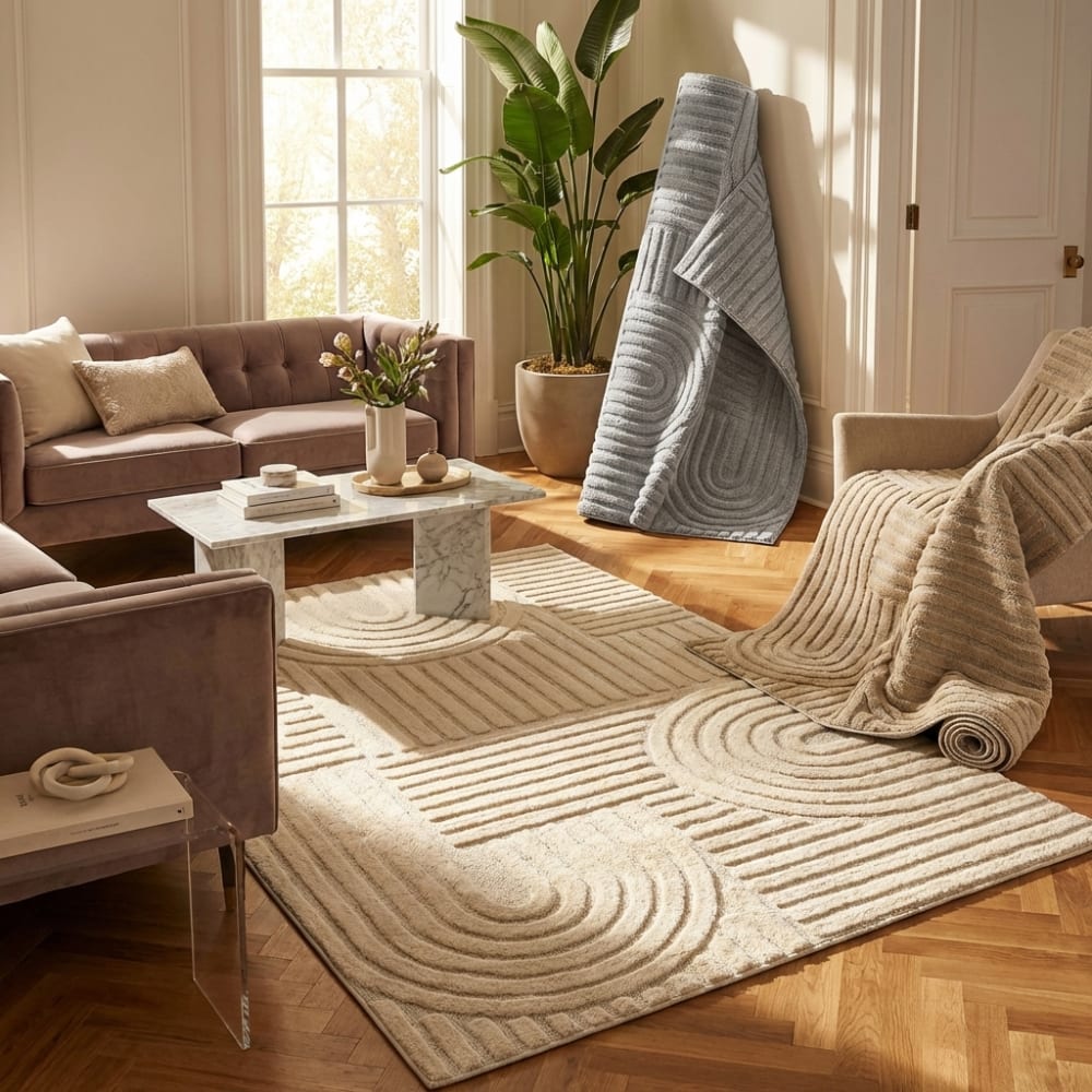 Tapis à relief géométriques gris 120x170cm — vue 4
