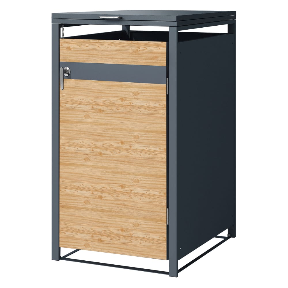ML-Design Mülltonnenbox 1er Tonne 240L 68x80x116,3cm Anthrazit-Lärchenoptik Grau Metall