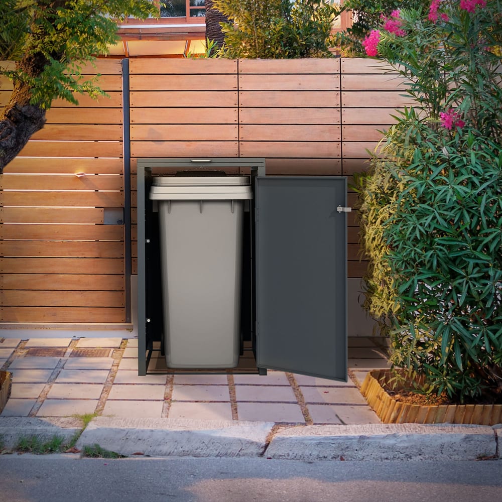Mülltonnenbox 1er Tonne 240L 68x80x116,3cm Anthrazit-Lärchenoptik