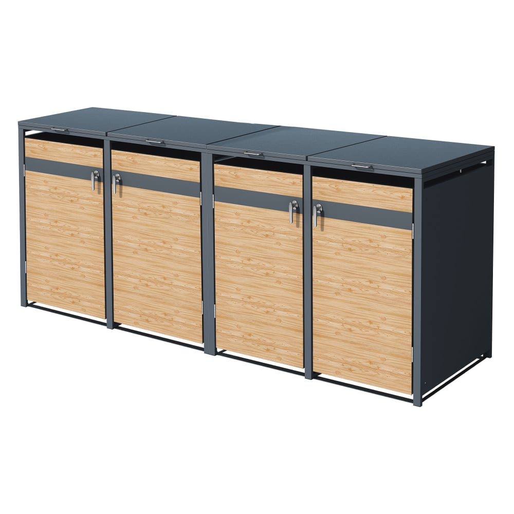Abri pour 4 poubelles - couvercle