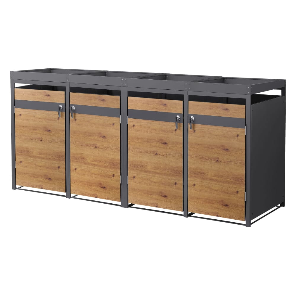 Abri pour 4 poubelles - portes